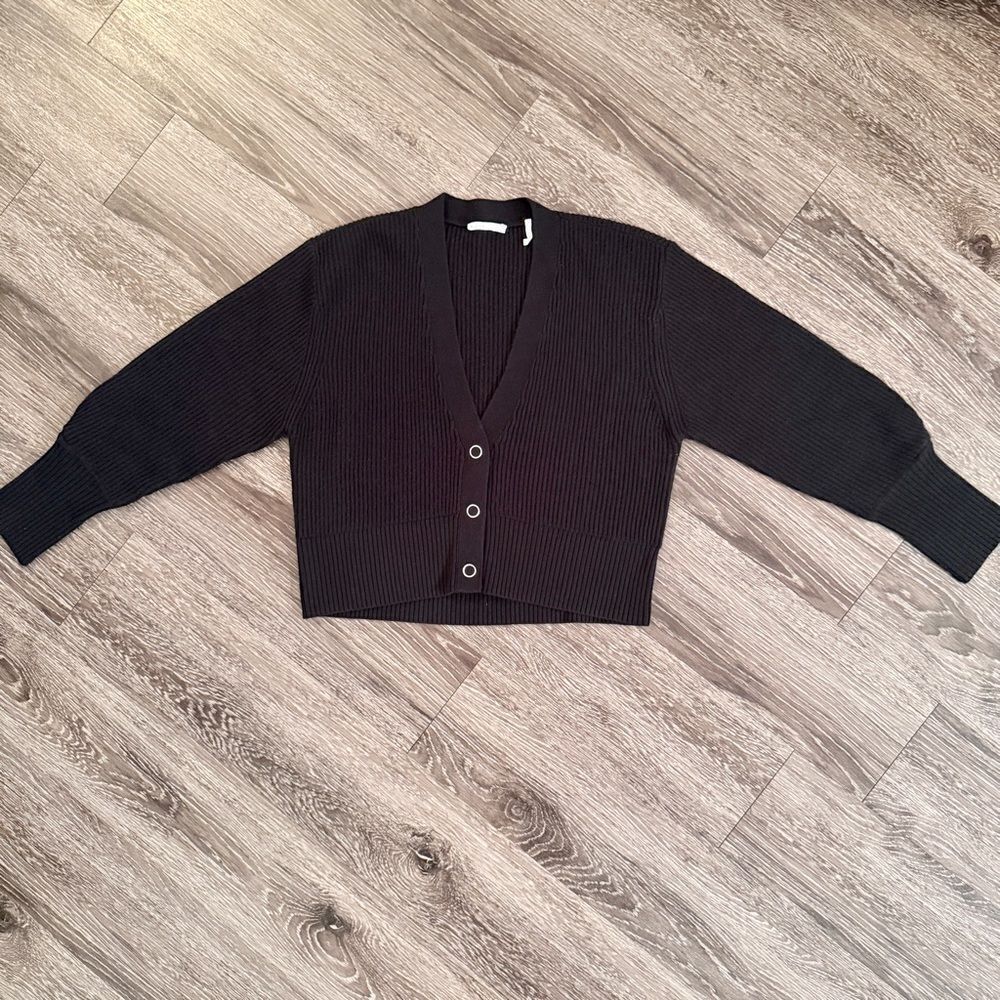 Baldwin Ribbed Wool Cashmere V Neck Cardigan